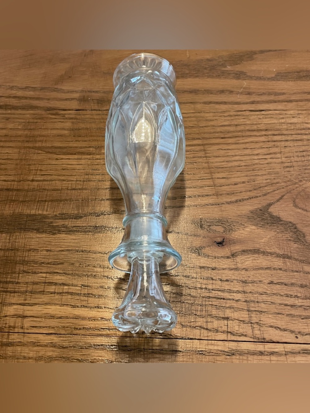 Vintage Ornate Cruet Vinegar Dispenser w/Stopper 8” Tall Pressed Glass 1950s - Picture 3 of 7